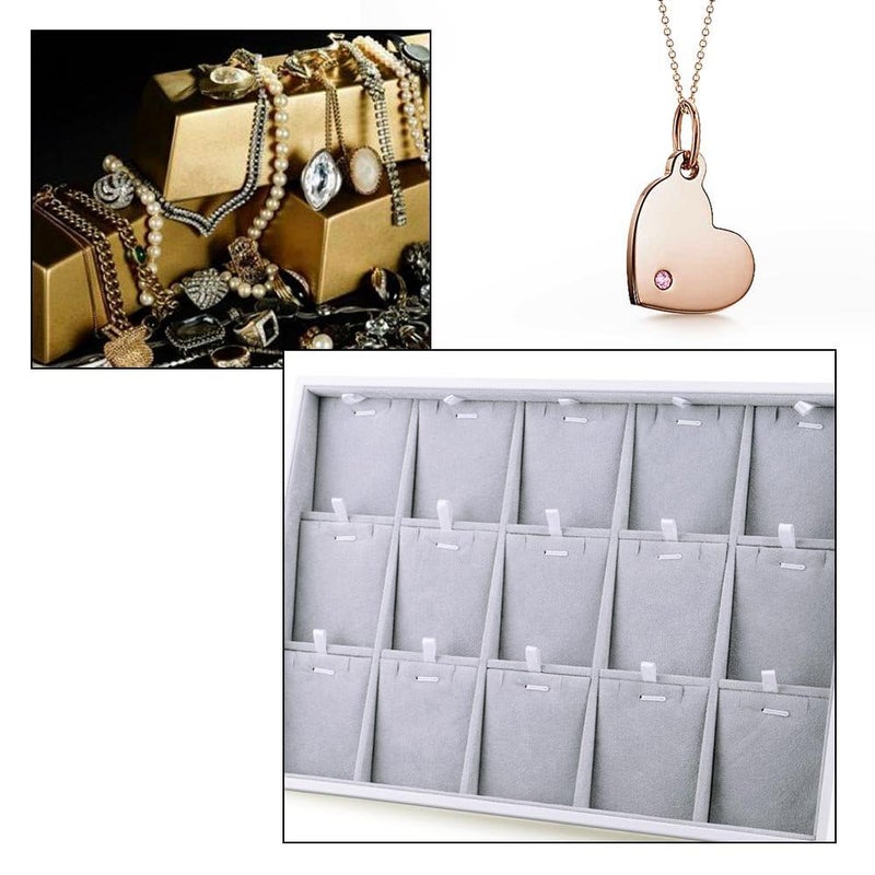 Oirlv Velvet Jewelry Organizer Trays Stackable Showcase Jewelry Display Storage Tray (15 Grids Insert) - Image 3